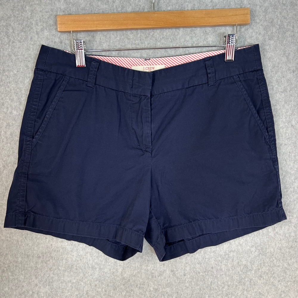 J Crew Chino Shorts Navy Blue Cotton Flat Front Casual Broken Prep Womens Size 8